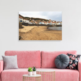 Impressão Em Tela Praia e Frente da Vila do Porto de Staithes