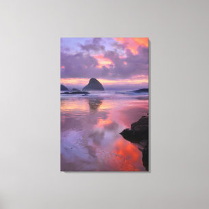 Impressão Em Tela Praia e pilares de rocha do Oregon, pôr do sol