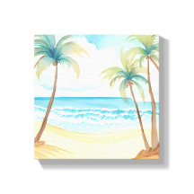 Praia Havaiana | Árvore de Palmeira Aquarela Tropi