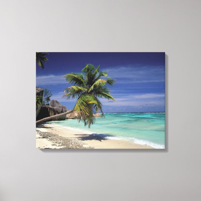 Impressão Em Tela Praia Tropical, Anse Sourse D'Argent, La Digue (Frente)