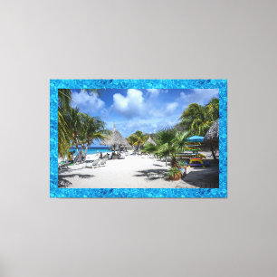 Impressão Em Tela Praia Tropical de Curaçao 60" x 40" Tela Enrolada