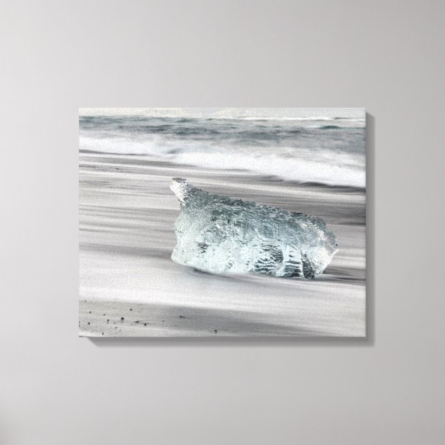 Impressão Em Tela Praia Vulcânica Negra | Parque Nacional Vatnajokul (Frente)