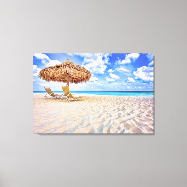 Impressão Em Tela Praias Tropicais | Aruba Sandy Beach (Frente)