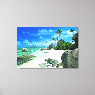 Impressão Em Tela Praias Tropicais Ilha La Digue