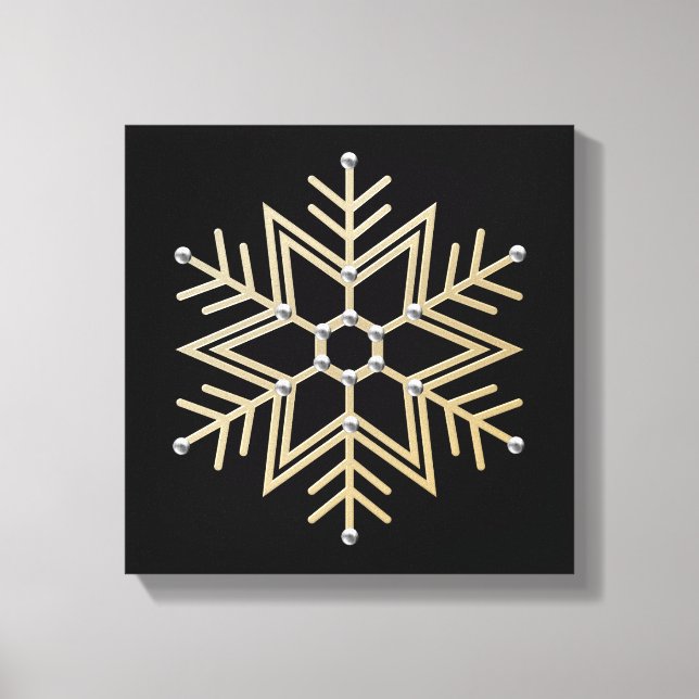 Impressão Em Tela Prata e floco de neve Dourado (Frente)