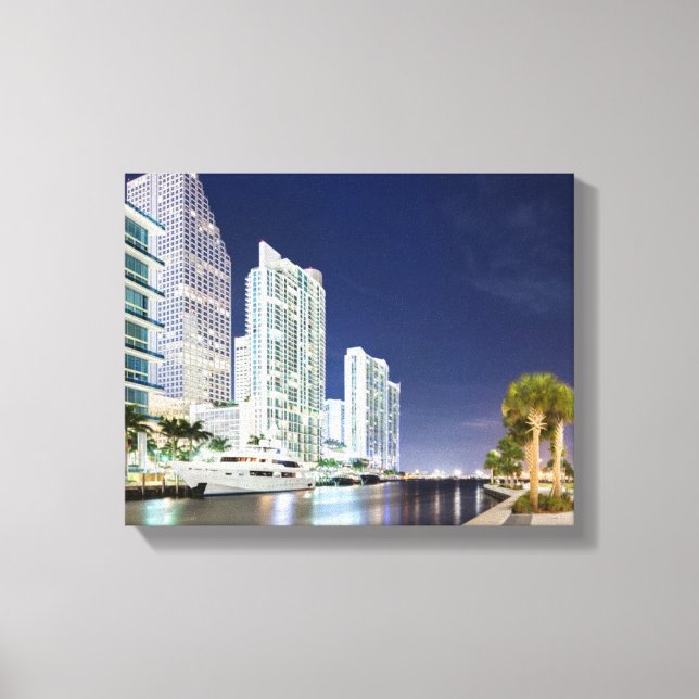 Impressão Em Tela Prédios ao longo do rio Miami (Frente)