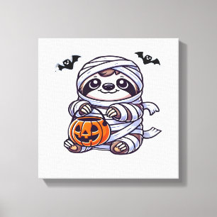 Impressão Em Tela Preguiça de Halloween Múmia Crianças Mulheres Home