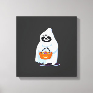 Impressão Em Tela Preguiça de Halloween vestida de fantasma fazendo