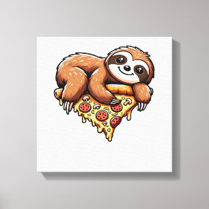 Impressão Em Tela Preguiça engraçada comendo Pizza, Amante de Animai