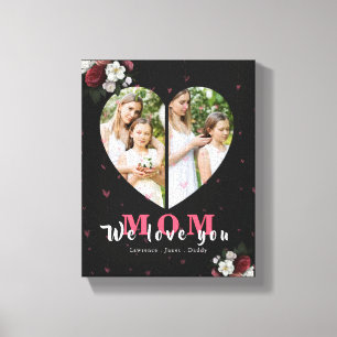 Impressão Em Tela Presente Burgundy Floral em Forma de Coração par