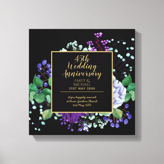 Impressão Em Tela Presente de Aniversário de 45 Anos de Casamento Fl (Frente)