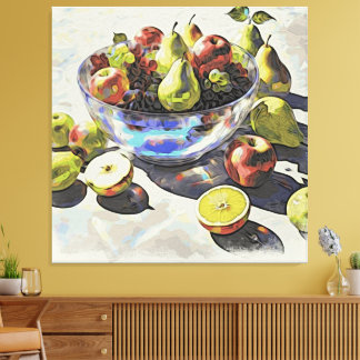Impressão Em Tela *~*Presente de Arte de Fruta do Crystal Bowl Ainda