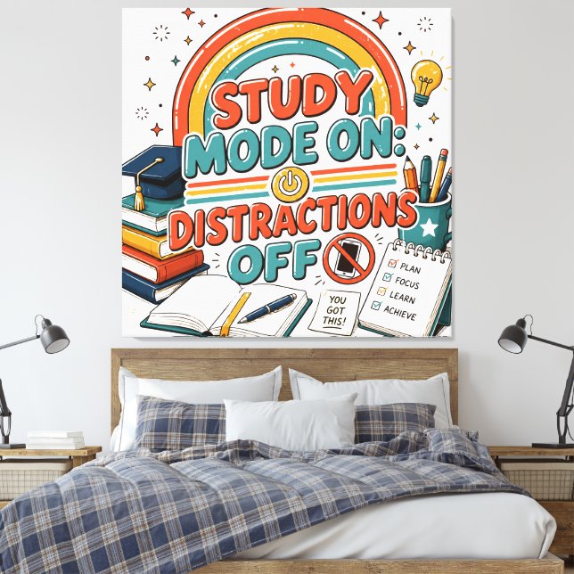Impressão Em Tela Presente de estudo gráfico para faculdade de volta (Insitu(Quarto))