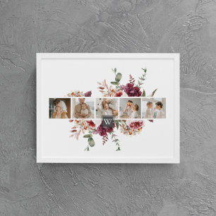 Impressão Em Tela Presente de Flores Coloridas da Família de Colage