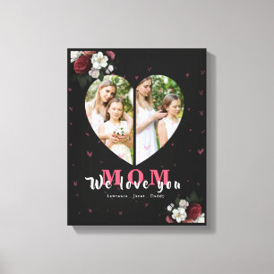 Impressão Em Tela Presente em forma de coração simples preto para 