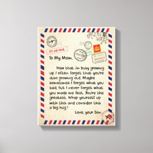 Impressão Em Tela Presentes da mãe  Carta À Minha Mãe Amor Do Fil