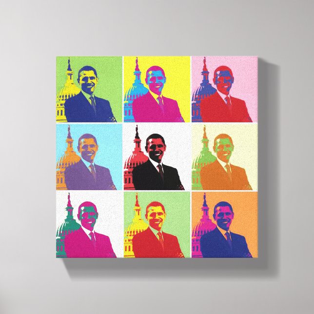 Impressão Em Tela Presidente Americano Obama Funky Modern Pop Art 8x (Frente)
