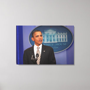 Impressão Em Tela Presidente Barack Obama faz um anúncio
