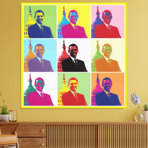 Impressão Em Tela Presidente Obama Funky Modern Pop Art