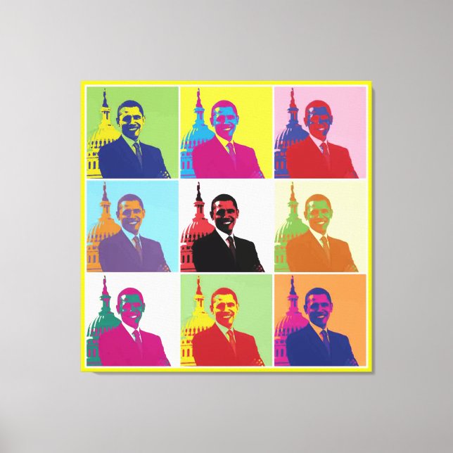 Impressão Em Tela Presidente Obama Funky Modern Pop Art (Frente)