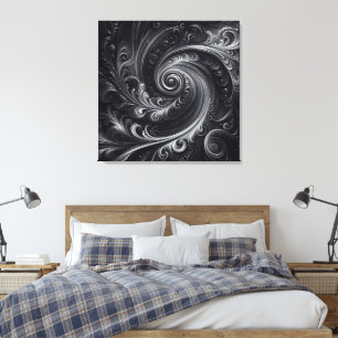 Impressão Em Tela Preto Branco Cinza Abstrato Moderno Simples Redemo