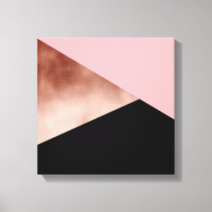 Impressão Em Tela preto cor-de-rosa geométrico moderno elegante do