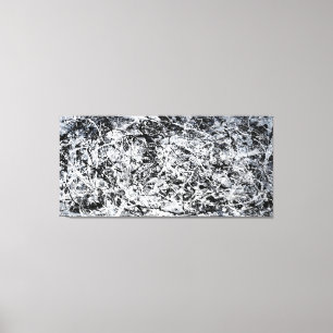 Impressão Em Tela PRETO E BRANCO III - Pintura de ação - Abstrato -