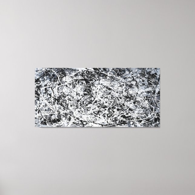 Impressão Em Tela PRETO E BRANCO III - Pintura de ação - Abstrato - (Frente)