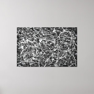 Impressão Em Tela PRETO E BRANCO IV - Pintura de ação - Abstrato-