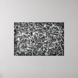 Impressão Em Tela PRETO E BRANCO IV - Pintura de ação - Abstrato-