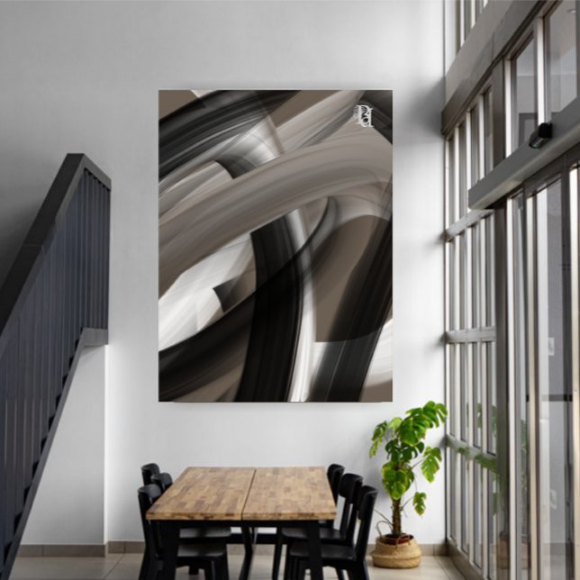 Impressão Em Tela Preto Marrom Bege Abstrato (Criador carregado)