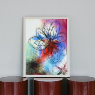 Impressão Em Tela Pretty Colorful Watercolor Flowers Abstract