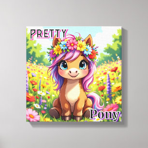 Impressão Em Tela Pretty Pony   Arte de Berçário Infantil de Desenho
