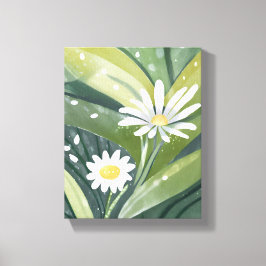 Impressão Em Tela Primavera Daisies | Floral Branco de Aquarela