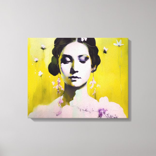 Impressão Em Tela Primavera Deusa Yellows e Pinks (Frente)