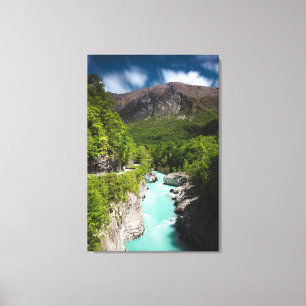 Impressão Em Tela Primavera no rio Soča a partir da ponte de Napoleã