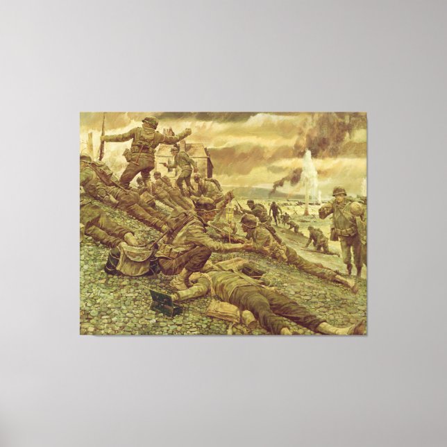 Impressão Em Tela Primeira onda em Omaha por Ken Riley na Segunda Gu (Frente)