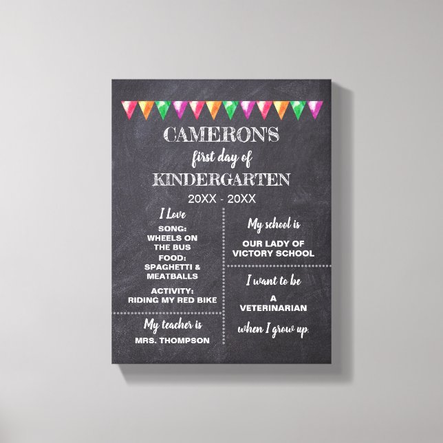 Impressão Em Tela Primeiro dia do jardim de infância Chalkboard sobr (Frente)