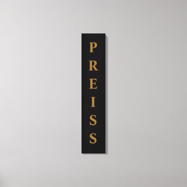 Impressão Em Tela Primeiro/Família/Sobrenome Preto/Dourado (Frente)