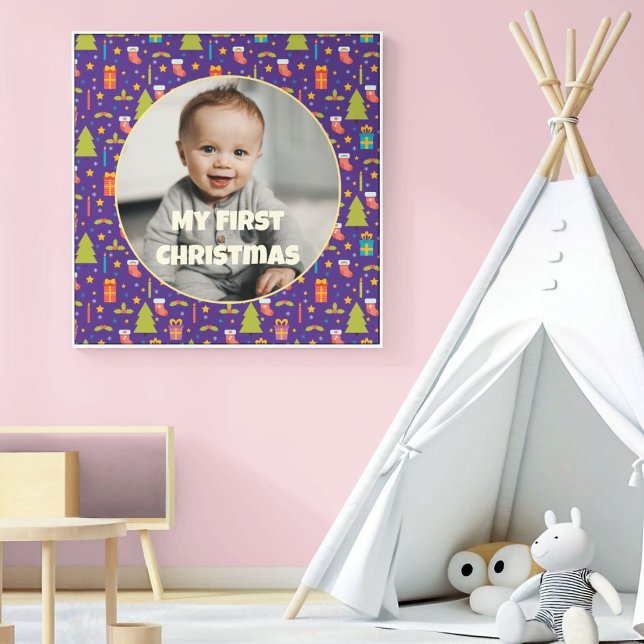 Impressão Em Tela Primeiro presente de Natal personalizado para a fi (Custom Photo First Christmas Gifts for Daughter)