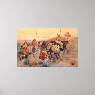 Impressão Em Tela Primeiro vagão Trilha de Charles M. Russell (1908