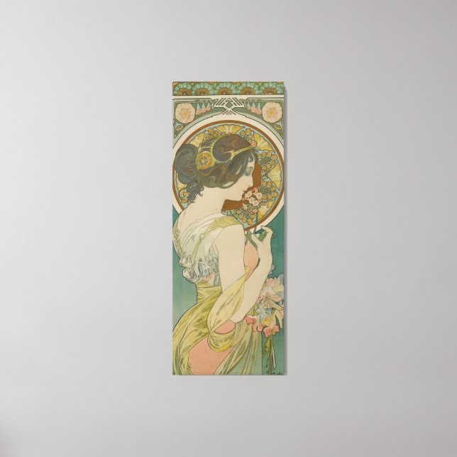 Impressão Em Tela Primrose por Alphonse Mucha (Frente)