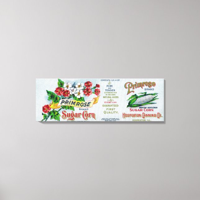 Impressão Em Tela Primrose Sugar Corn LabelHoopeston, IL (Frente)