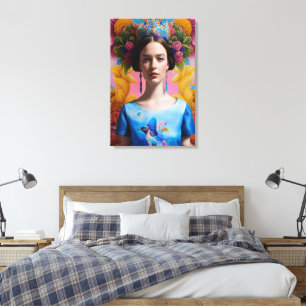Impressão Em Tela Princesa casual da Coroa Azul