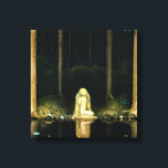 Impressão Em Tela Princesa Tuvstarr<br><div class="desc">Princesa Tuvstarr com cabelos longos,  loiros e ondulantes sentados na floresta,  olhando para baixo para seu reflexo nas águas escuras. Linda aquarela de John Bauer. Ilustração para o conto folclórico sueco "A história de Skutt,  a alce e a pequena Princesa Tuvstarr",  escrito por Helge Kjellin em 1913.</div>