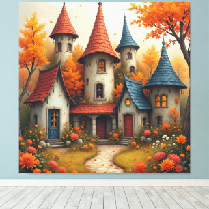 Impressão Em Tela Projeto de Casa de Fantasia Caprichosa de Outono
