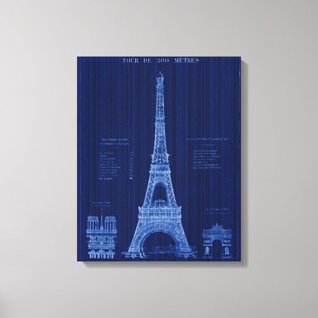 Impressão Em Tela Projeto de Construção da Torre Eiffel Paris (Frente)