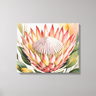 Impressão Em Tela protea rainha em aquarela