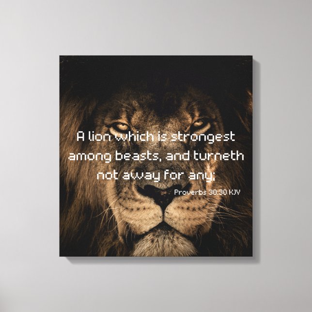 Impressão Em Tela Proverbs 30:30 Bíblia Verse Lion Arte (Frente)