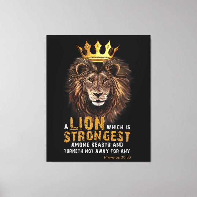 Impressão Em Tela Proverbs 30:30 Bíblia Verse Lion Arte (Frente)